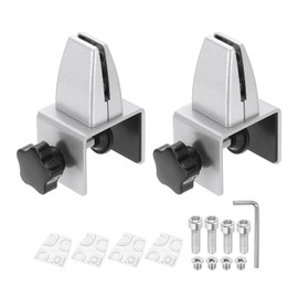PATIKIL 1.8x1.3x2.1 Desk Divider Support Clamp, 2 Pcs Aluminum Desk Shield Clamp Desk Divider Partition Clamp Sneeze Guard Clamp Bracket for Office Home Desk Panel, Silver