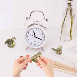 SnowOwl 3PCS Vintage Brass Gold Bird Swan Decorations Statues Sculpture Solid Metal Animal Ornament Miniature Figurines for Home Office Garden Desktop Decor (Bronze-21)