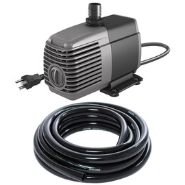 Active Aqua AAPW550 Oil-Free 550 GPH Submersible Pond Water Pump for Hydroponic System and 0.75-Inch ID Black 25-Foot Vinyl Irrigation Tubing