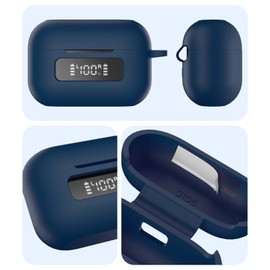 AGENTNANO for TOZ0 NC9(2024) Case Cover, Silicone Protective Scratch Resistant Battery Display Visible Design Cover for TOZO Hybrid Active Noise Cancelling Wireless Earbuds with Carabiner-Blue