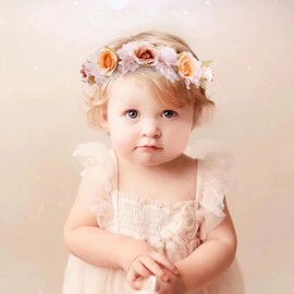 BFNAAgirl Hairband, 2pcs Children Girl Lace Headbands with Flower, Adjustable Size Hair Accessories Gift for Children (lace-7)