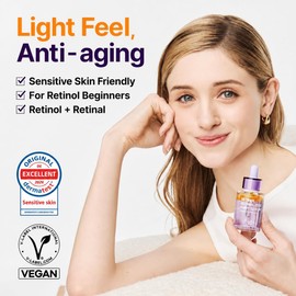 PURITO Retinol 0.1% + Retinal 0.1% Anti-Aging Facial Serum | for Wrinkles, Fine Lines & Firmer Skin | Dual Retinoids with NAD+, Improve Elasticity & Skin Texture | Korean Skincare, 30mL 1.01 fl.oz