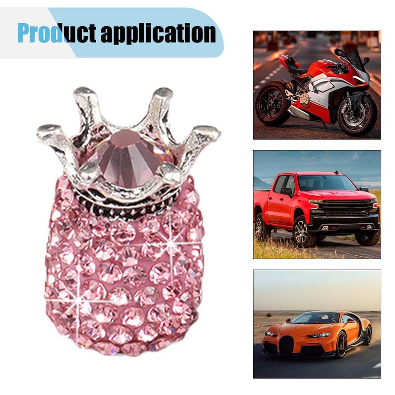 KITUREK 4PCS Crown Car Tire Valve Stem Caps, Crystal Rhinestone,