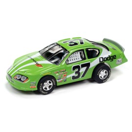 Auto World Super III SC399-3B 2008 Charger Stock Car (Green) HO Scale Slot Car