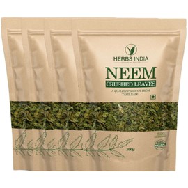 Neem Leaves Crushed (Not Powder), Good to Make Fresh Neem Leaf Tea 4 Packs of 300 Grams (42.3 Oz), Herbal Supplements - HerbsIndia