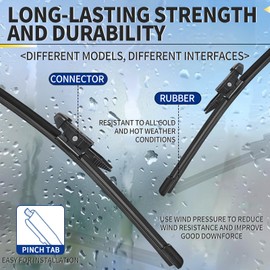 26"+20" Front Windshield Wiper Blades Compatible with Toyota Avalon 2005-2012 OEM QUALITY Premium All-Season Automotive Replacement Wipers(Pack of 2)