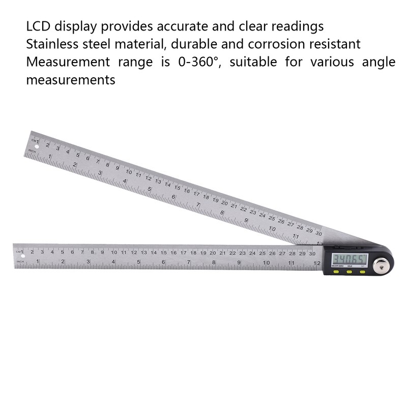 0‑300mm Digital Protractor Portable Stainless Steel LCD Angle Finder Ruler