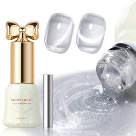 HOSAILY Clear Glassy Cat Eye Gel Nail Polish with Magnet, High Gloss Shine Glitter Holographic Jelly Crystal Gel Polish, Reflective Translucent UV Gel for Nail Art Manicure Salon DIY at Home