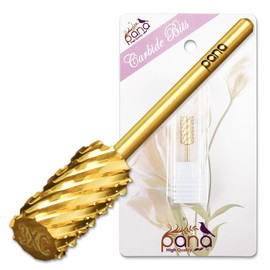 PANA 3/32" Shank Size - Flat Top Large Barrel Gold Carbide 3X Coarse Grit - Nail Drill Bit for e-File Nail Drills