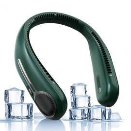 Portable Neck Fan,Gift Ideas,Personal Wearable Bladeless Fan,360° Cooling,LED Display,4-Speeds,6000mAh Rechargeable,Powerful Wind,Outdoor Travel Camping,Birthday Gifts for Men Women (Dark green)