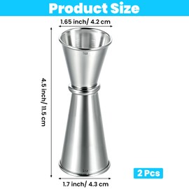 YBEATY 2 Pcs Jigger for Bartending Stainless Steel Double Jigger Professional Cocktail Measuring Cup for Bartenders Home Use Durable Bar Tool Accurate Pouring