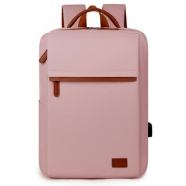 Laptop Backpack,Business Travel Anti Theft Slim Durable Laptops Backpack with USB Charging Port,Water Resistant College Computer Bag for Women & Men Fits 15.6 Inch Laptop and Notebook-Pink
