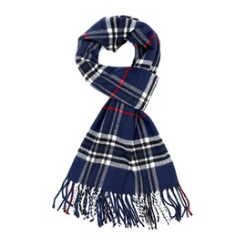 Achillea Scottish Tartan Plaid Cashmere Feel Winter Warm Scarf Unisex (Scottish Navy Plaid)