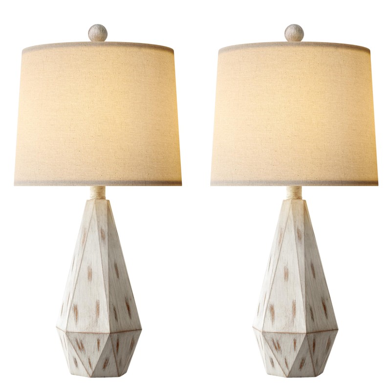 PoKat 23'' Farmhouse Table Lamps Set of 2, Beige Rustic