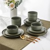 LERATIO Stoneware Dinnerware Sets for 4,Handcarft Ceramic Plates and Bowls