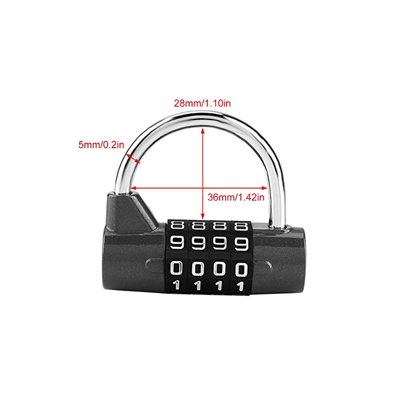 Sonew Gym Locker Padlocks, 4 Dial Digit Code Combination Padlock,