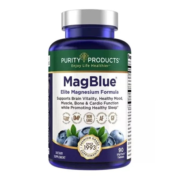 Purity Products MagBlue Magnesium Bisglycinate 90 Tablets Exp 10/2026 -