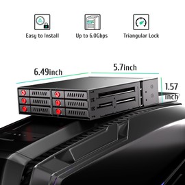 Sata HDD & SSD Hot Swap Cage, 6 Bay Hard Drive Dock for 5.25” Enclosure, 6 Bay Hard Drive Station with Colling Fans