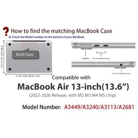 UESWILL Compatible with MacBook Air 13 inch M5 M4 M3 M2 Case 2022-2026 Model A3449 A3240 A3113 A2681, Matte Hard Shell Case Cover for MacBook Air 13.6 + Microfiber Cloth, Midnight Green