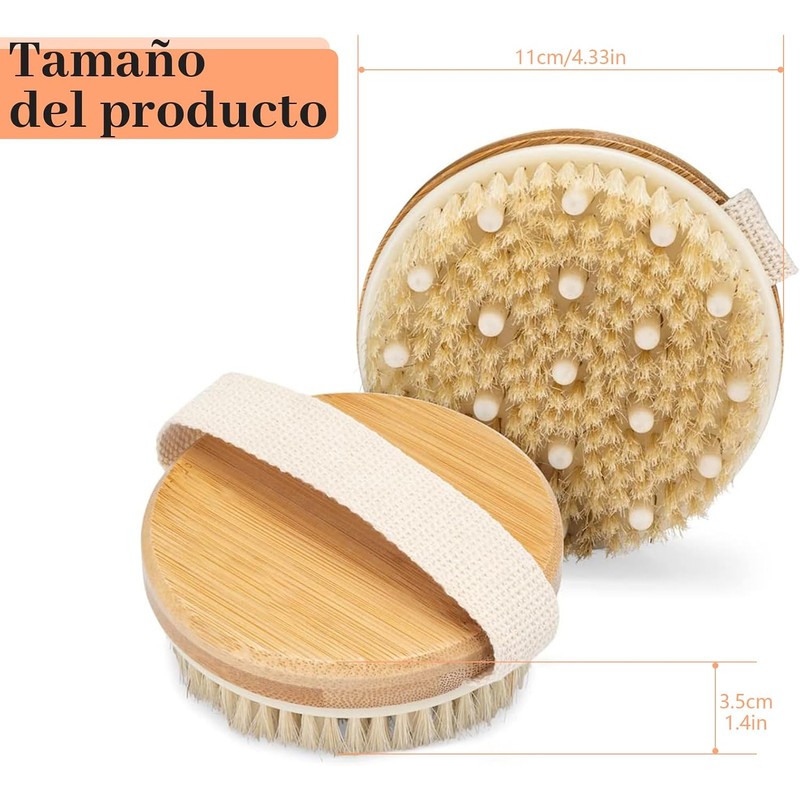 2pcs Cepillo Corporal para Masaje, Exfoliante de Baño de Cerdas,