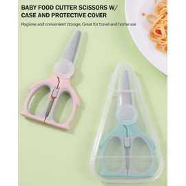 Baby Food Scissors Kicthen Shears,Portable Healthy Cute Kids Scissors Stainless Steel Scissors with Safety Lock and Storage Case - Ideal for Cutting Meat, Chicken, Vegetables, and Fruits (2Pack)