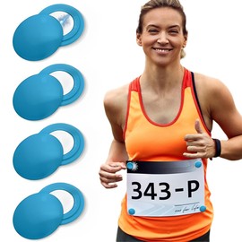 NJCXOLA 4 Pairs of Race Number Holder, Race Number Band, Start Number Magnets, Start Number Attachment, Magnetic Start Number Attachment for Use Fixed Match Number - Blue