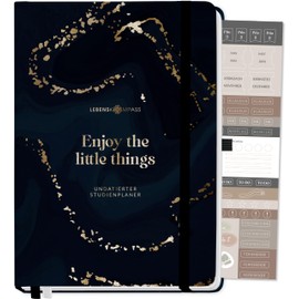Lebenskompass® Student Planner without Date A5 "Charmer" – Beautiful Semester Planner with Many Extras – Uni Diary Calendar for Students Undated