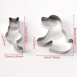 2 Pcs Silver Cookie Cutters Set Cat Dog Cookie Cutter Stainless Biscuit Cutters Baking Molds Animal Shape Suit Small Cookie Cutters for Kitchen Baking Tools and Accessories