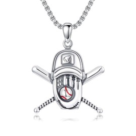 ROMANTICWORK Baseball Necklace 925 Sterling Silver Softball Pendant Sport Jewelry for Anniversary Birthday Christmas Gifts Men