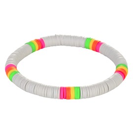 KELITCH New Heishi Beads Bracelets Boho Multi Color Stretch Bracelets Beautiful Strand Bangles Jewelry for Women (Gray 6G)