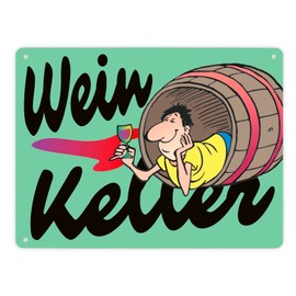 Wine cellar metal sign XL in 21 x 28 cm in turquoise with wine barrel motif as a sign for your cellar door to secure access to the finest wine and mark the entrance