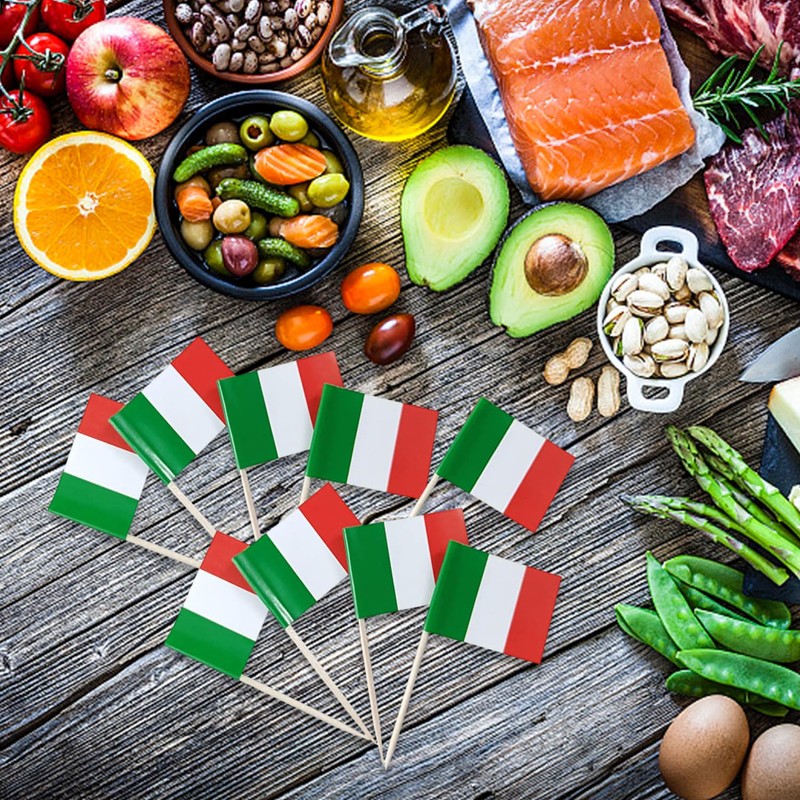 200 Italian Toothpick Flags, Cupcake Toothpick Flags, Flag Fruit Pick