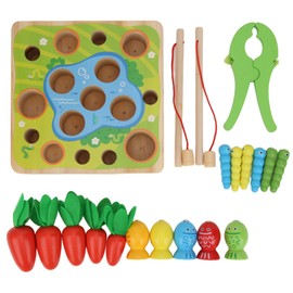 Children Wooden Toys Magnetic Games Fishing Toy Game Kids Educational Toys Boys Girl GiftsHappy Farm Game Magnetic Fishing