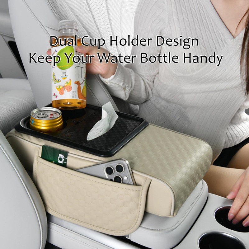 Car Armrest Center Console Pad, Ergonomic 7cm Height Boost, Side