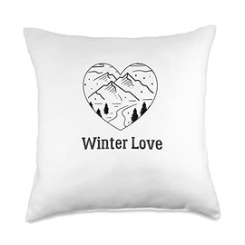 Puristic Winter Nature Designs Cozy Winter Days Winter Love Hot Chocolate Snow Landscape Throw Pillow, 18x18, Multicolor
