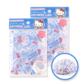 Kitty & Kuormi-Bunny Shower Caps for Women 2 Pack - Reusable Cute Kawaii Waterproof Hair Cover, One Size Fits All Hair Lengths, Perfect Shower Cap for Long Hair Use (Kitty 2 Pack)