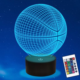Basketball Night Light, Ammonite 3D Illusion lamp 16 Colors Changing with Remote & Timer Boys Room Decor Birthday Christmas Gift for Basketball Lovers Kids Boys Men