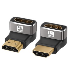 8K 90 Degree HDMI 2.1 Adapter 2 Pack, (Up and Down) Right Angle HDMI Male to Female HDMI L-Shaped Connector Extender Support 8K@60Hz,4K@120Hz for Google Chrome Cast, Roku Stick, Wall TV, Laptop and PC