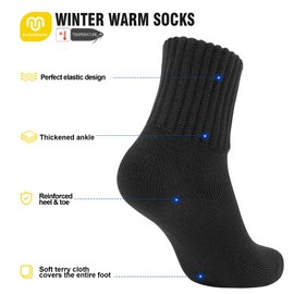 Closemate Womens Thermal Socks Warm Winter Socks 3 Pairs Thick Comfy Work Hiking DarkCoffee Crew Boot Socks Gifts for Ladies UK Size 4-8(Coffee Assorted-001)