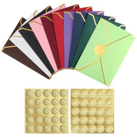 Kayqbonke Pack of 30 Coloured Envelopes, 10 Colours Colourful Envelopes, 11.4 x 16.2 cm V-Flap Envelopes, Envelopes with Window for Weddings, Invitations, Graduations, Party