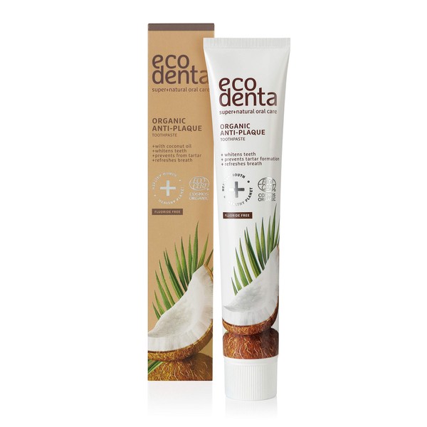 Ecodenta Organic Toothpaste Whitening, Fluoride Free Toothpaste with Coconut Oil
