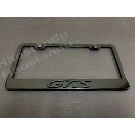 BLVD 1x (Black) GTS 3D Emblem BLACK Stainless License Plate Frame RUST FREE + S.Caps