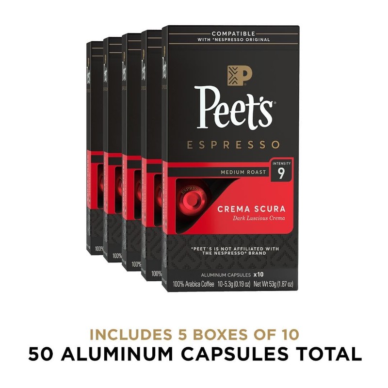 Peet's Coffee Peet's Coffee, Medium Roast Espresso Capsules, Compatible with