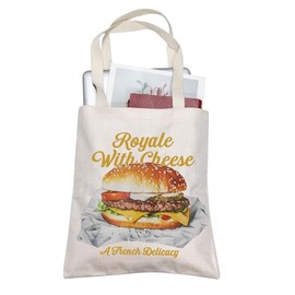 TOBGBE 90s Classics Pulp Movie Gifts Funny Big Kahuna Burger Quote Tote Bag For M-ovie Fan Horror M-ovie Merch (Royale Tote CA)