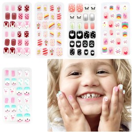 MOLIMOLI Nagelset Kinder - 120 Selbstklebende Nägel in 5 Designs & 12 Größen, künstliche Nägel Kinder Mädchen Set, Fingernägel zum Aufkleben Kinder für DIY Nagelkunst