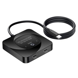 USB C Switch Selector, 2 in 1 Output 8K 60Hz HD Type C Bi Direction Switcher Splitter for Monitor, One Switch, Power Indicator