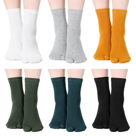 Bencailor 6 Pairs Tabi Socks Elastic Split Two Toe Tabi Flip Flops Socks Ankle Cotton Sandal Socks for Men Women Unisex (Elegant Color)