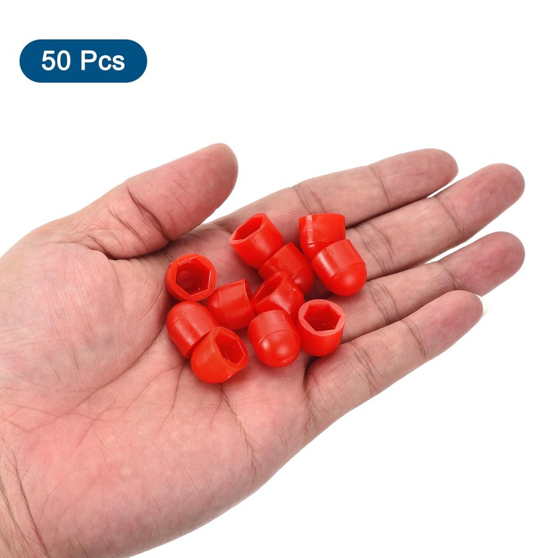 QUARKZMAN Pack of 50 Hex Nut Covers, M6 Red Plastic