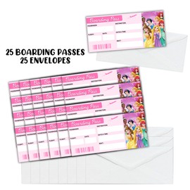 Lashicorn Boarding Pass Surprise Magical Vacation 25pk 3.75x8.25” with Envelopes Princess Pink Summer Trip Kingdom Mouse Land Themed