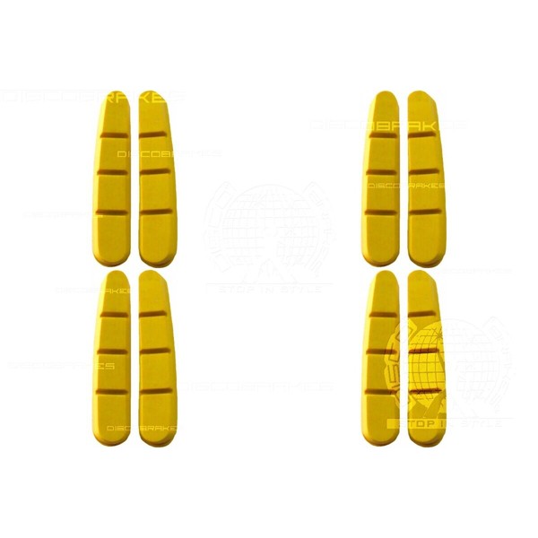 DiscoBrakes 4 Pairs (8 Pads) Shimano Dura-Ace Yellow Road Brake Pads,Compatible Inserts 105